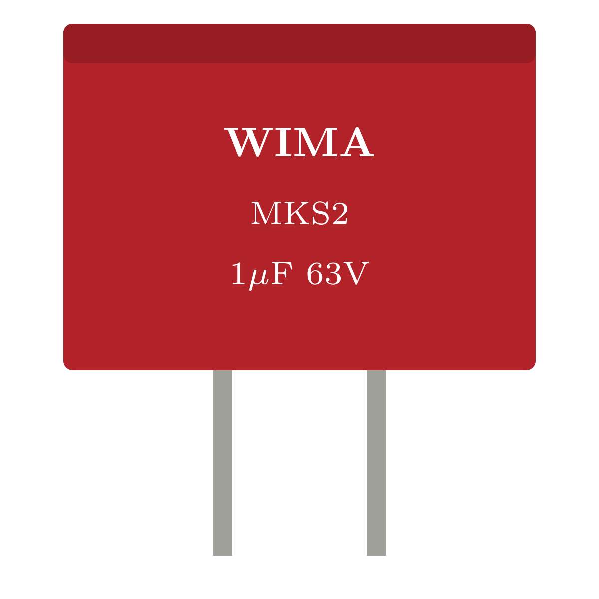 Bauform des WIMA MKS2 Folienkondensators im 5-mm-Rastermaß